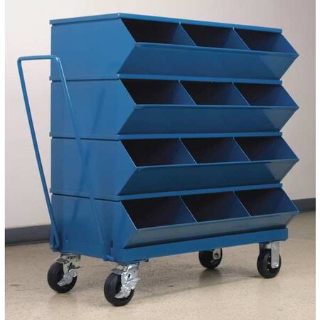 Mobile Sectional Stacking Bin, 37 in W x 20.5 in D x 40.875 in H, 12 Compartments, Blue, Steel MPN:3-412SSMB