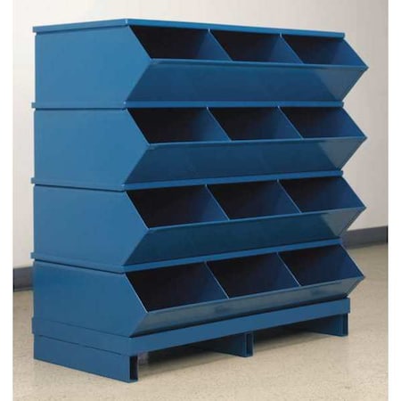 Pallet Sectional Stacking Bin, 37 in W x 20.5 in D x 38 in H, 12 Compartments, Blue, Steel MPN:3-412SSPB