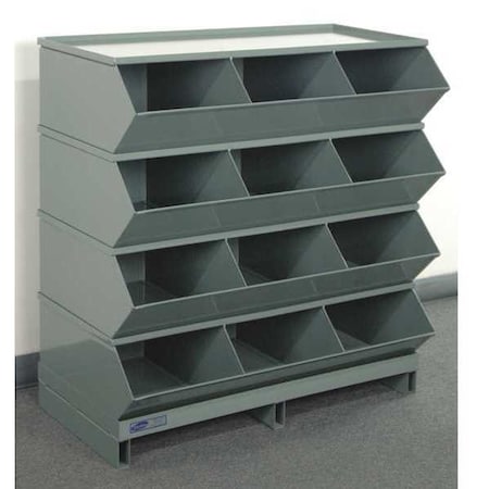 Pallet Sectional Stacking Bin, 37 in W x 20.5 in D x 38 in H, 12 Compartments, Gray, Steel MPN:3-412SSPB