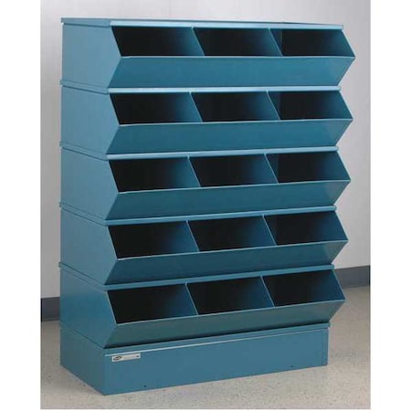 Sectional Stacking Bin, 37 in W x 20.5 in D x 50.375 in H, 15 Compartments, Blue, High Gloss Steel MPN:3-415SSB