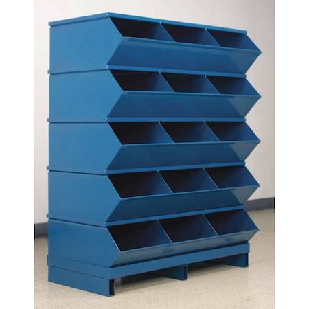 Pallet Sectional Stacking Bin, 37 in W x 20.5 in D x 46.875 in H, 15 Compartments, Blue, Steel MPN:3-415SSPB