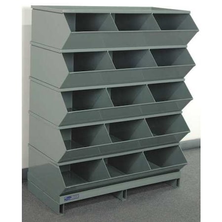 Pallet Sectional Stacking Bin, 37 in W x 20.5 in D x 46.875 in H, 15 Compartments, Gray, Steel MPN:3-415SSPB