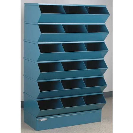 Sectional Stacking Bin, 37 in W x 20.5 in D x 59.25 in H, 18 Compartments, Blue, High Gloss Steel MPN:3-418SSB