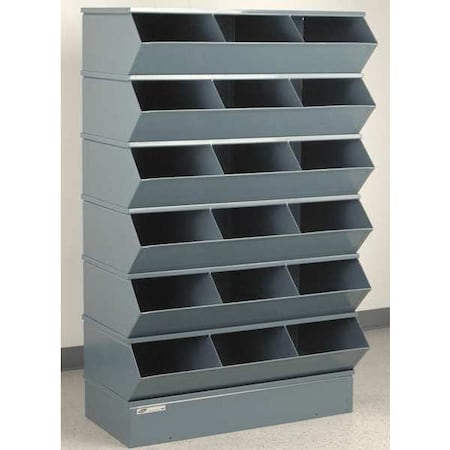 Sectional Stacking Bin, 37 in W x 20.5 in D x 59.25 in H, 18 Compartments, Gray, High Gloss Steel MPN:3-418SSB