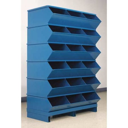 Pallet Sectional Stacking Bin, 37 in W x 20.5 in D x 55.75 in H, 18 Compartments, Blue, Steel MPN:3-418SSPB