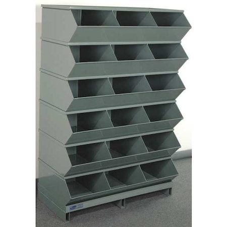 Pallet Sectional Stacking Bin, 37 in W x 20.5 in D x 55.75 in H, 18 Compartments, Gray, Steel MPN:3-418SSPB