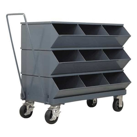 Mobile Sectional Stacking Bin, 37 in W x 20.5 in D x 32 in H, 9 Compartments, Gray, Steel MPN:3-49SSMB