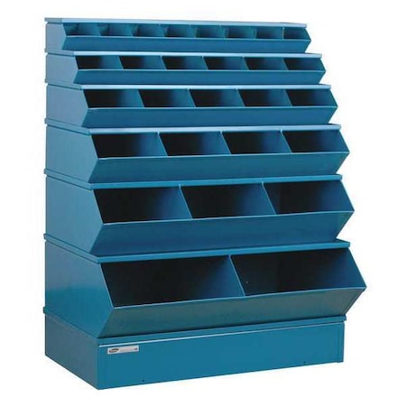 Sectional Stacking Bin, 37 in W x 24 in D x 53 in H, 28 Compartments, Blue, High Gloss Steel MPN:3-5028SSB