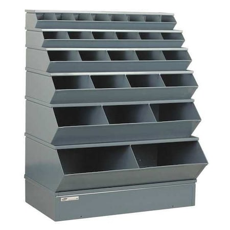 Sectional Stacking Bin, 37 in W x 24 in D x 53 in H, 28 Compartments, Gray, High Gloss Steel MPN:3-5028SSB