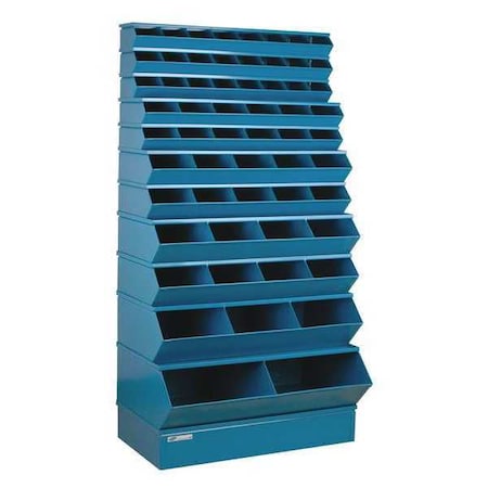 Sectional Stacking Bin, 37 in W x 24 in D x 76 in H, 59 Compartments, Blue, High Gloss Steel MPN:3-5059SSB
