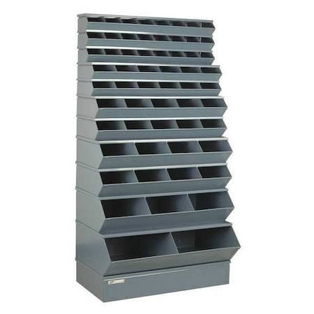 Sectional Stacking Bin, 37 in W x 24 in D x 76 in H, 59 Compartments, Gray, High Gloss Steel MPN:3-5059SSB