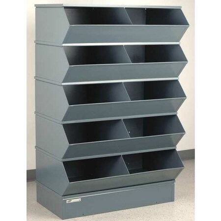 Sectional Stacking Bin, 37 in W x 24 in D x 60.375 in H, 10 Compartments, Gray, High Gloss Steel MPN:3-510SSB
