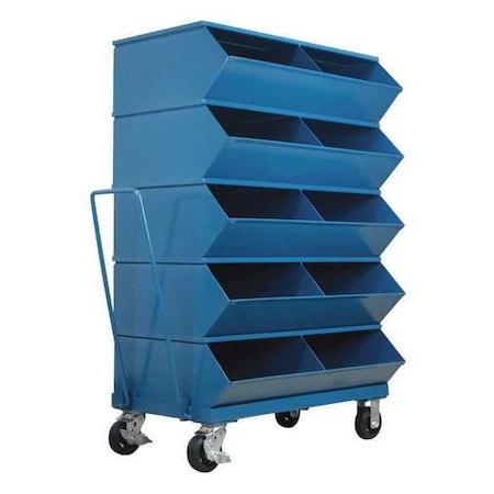 Mobile Sectional Stacking Bin, 37 in W x 24 in D x 58-5/8 in H, 10 Compartments, Blue, Steel MPN:3-510SSMB
