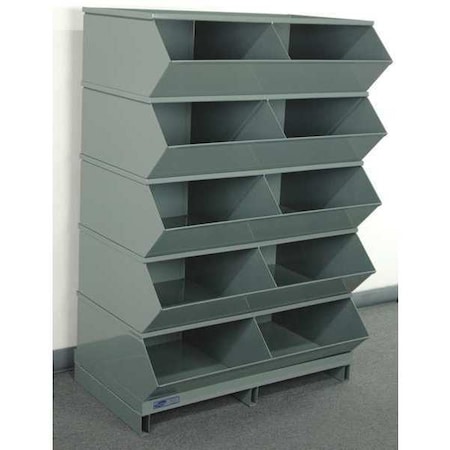 Pallet Sectional Stacking Bin, 37 in W x 24 in D x 50 in H, 10 Compartments, Gray, Steel, High Gloss MPN:3-510SSPB