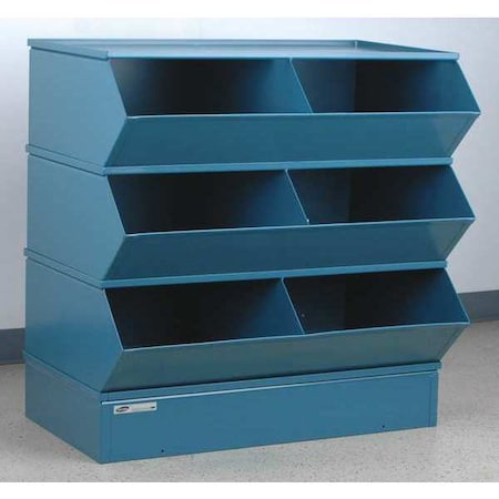 Sectional Stacking Bin, 37 in W x 24 in D x 38-5/8 in H, 6 Compartments, Blue, High Gloss Steel MPN:3-56SSB
