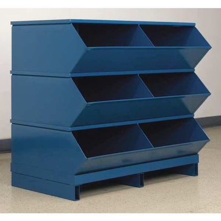 Pallet Sectional Stacking Bin, 37 in W x 24 in D x 35.125 in H, 6 Compartments, Blue, Steel MPN:3-56SSPB