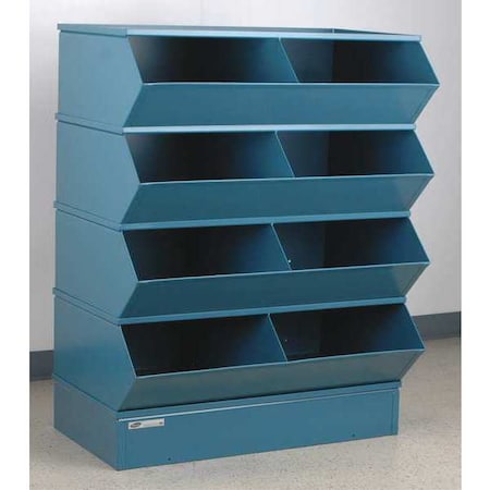Sectional Stacking Bin, 37 in W x 24 in D x 49.5 in H, 8 Compartments, Blue, High Gloss Steel MPN:3-58SSB