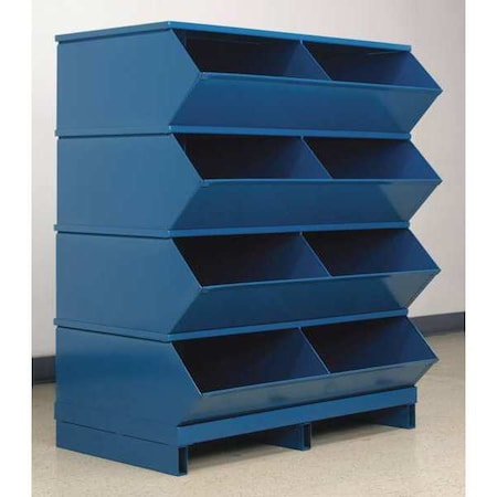 Pallet Sectional Stacking Bin, 37 in W x 24 in D x 46 in H, 8 Compartments, Blue, Steel, High Gloss MPN:3-58SSPB