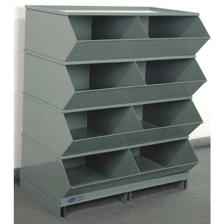 Pallet Sectional Stacking Bin, 37 in W x 24 in D x 46 in H, 8 Compartments, Gray, Steel, High Gloss MPN:3-58SSPB