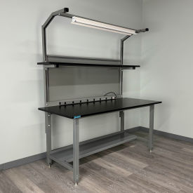 Stackbin® Pre-Configured Lab Workbench #1 with Overhead Shelving 48