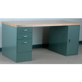 Stackbin® Pedestal Workbench Maple Butcher Block Square Edge 16