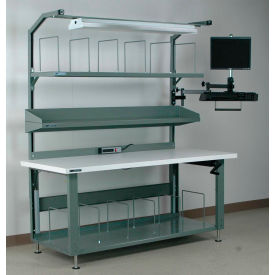 Stackbin No. 3 Hydraulic Adjustable Height Packing Workbench Laminate Square Edge 96