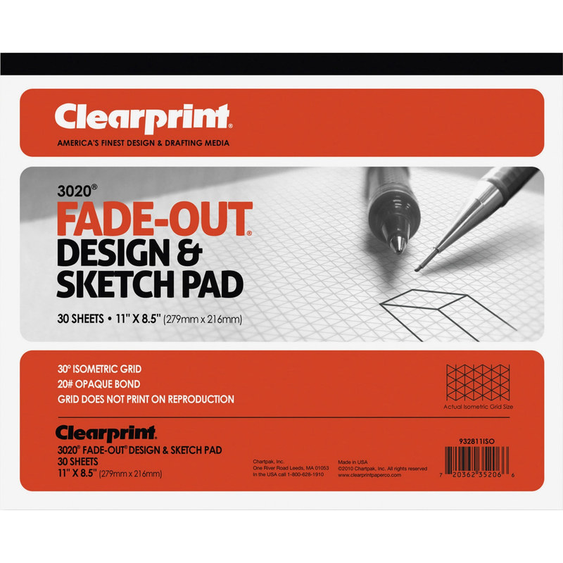 Staedtler Isometric Bond Paper, 8 1/2in x 11in, Grid, 30 Sheets, White MPN:932811ISO