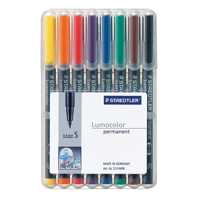 Staedtler Mars Lumocolor Permanent Markers, Extra Fine, 80% Recycled, Assorted Colors, Pack Of 8 MPN:313 WP8