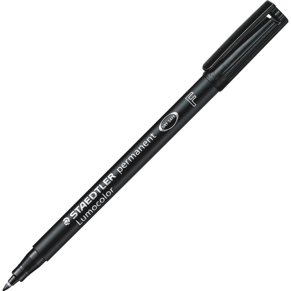 Lumocolor Quick-drying Fine Pt. Permanent Markers - Fine Point Type - 0.6 mm Point Size - Black - Black Polypropylene Barrel - 10 / Box MPN:3189