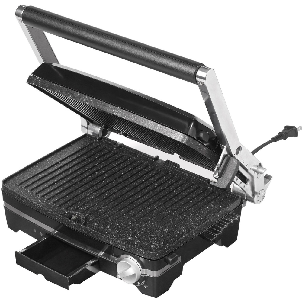 Starfrit The Rock 1, 500W Panini Maker With Reversible Plates, 7-7/8inH x 10-7/8inW x 1/8inD, Black MPN:024505-002-0000