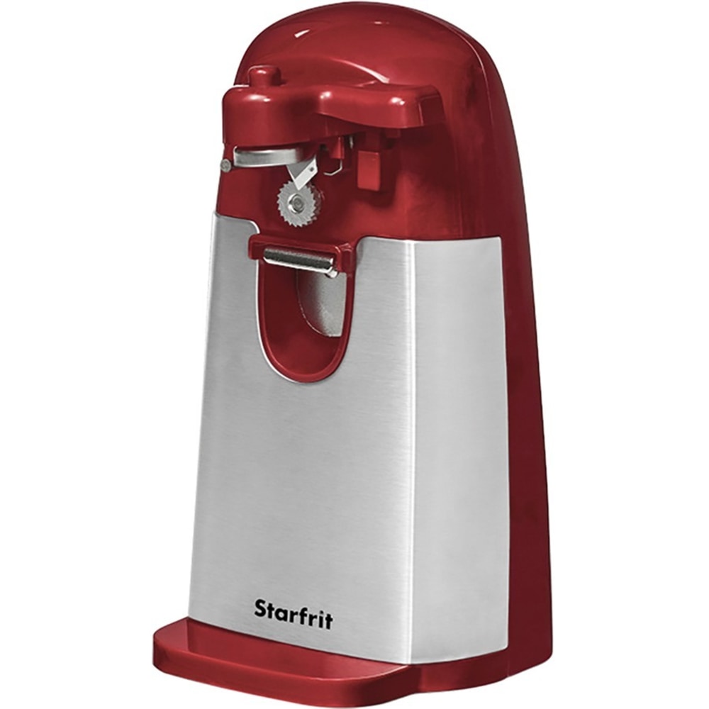 Starfrit Mightican 3-In-1 Electric Can Opener With Built-In Knife Sharpener And Bottle Opener, 4-3/8in x 4-3/8in, Red MPN:024715-003-0000