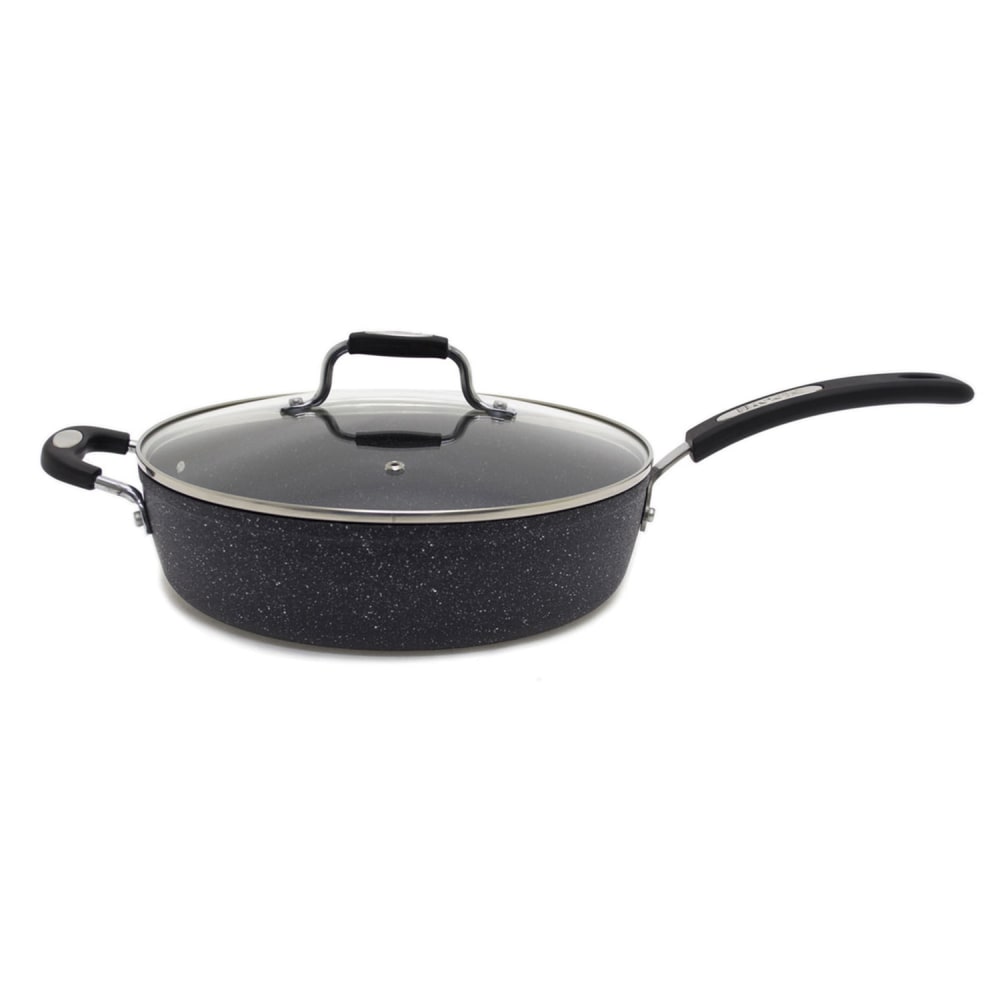 THE ROCK by Starfrit Aluminum Nonstick Deep Fry Pan with Lid & Bakelite Handle, 12-In., Black MPN:030907-004-0000
