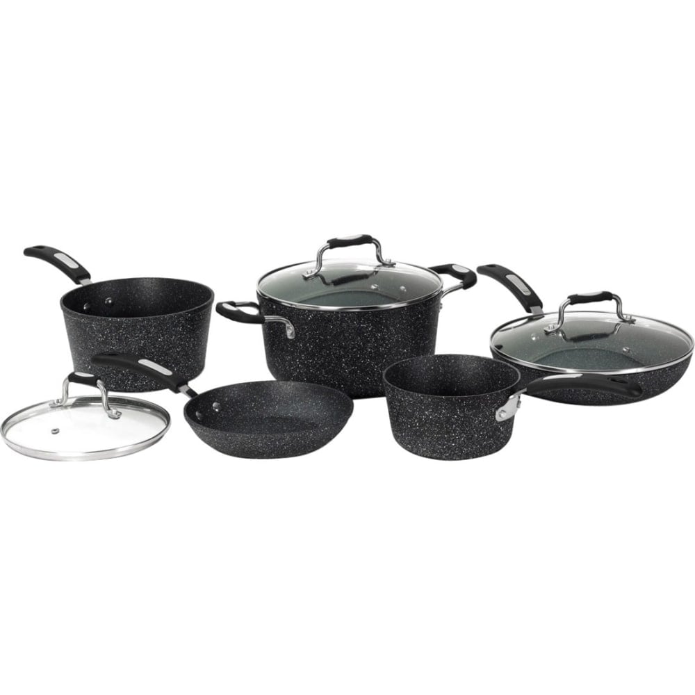 THE ROCK By Starfrit 8-Piece Aluminum Nonstick Cookware Set With Bakelite Handles, Black MPN:030930-001-0000