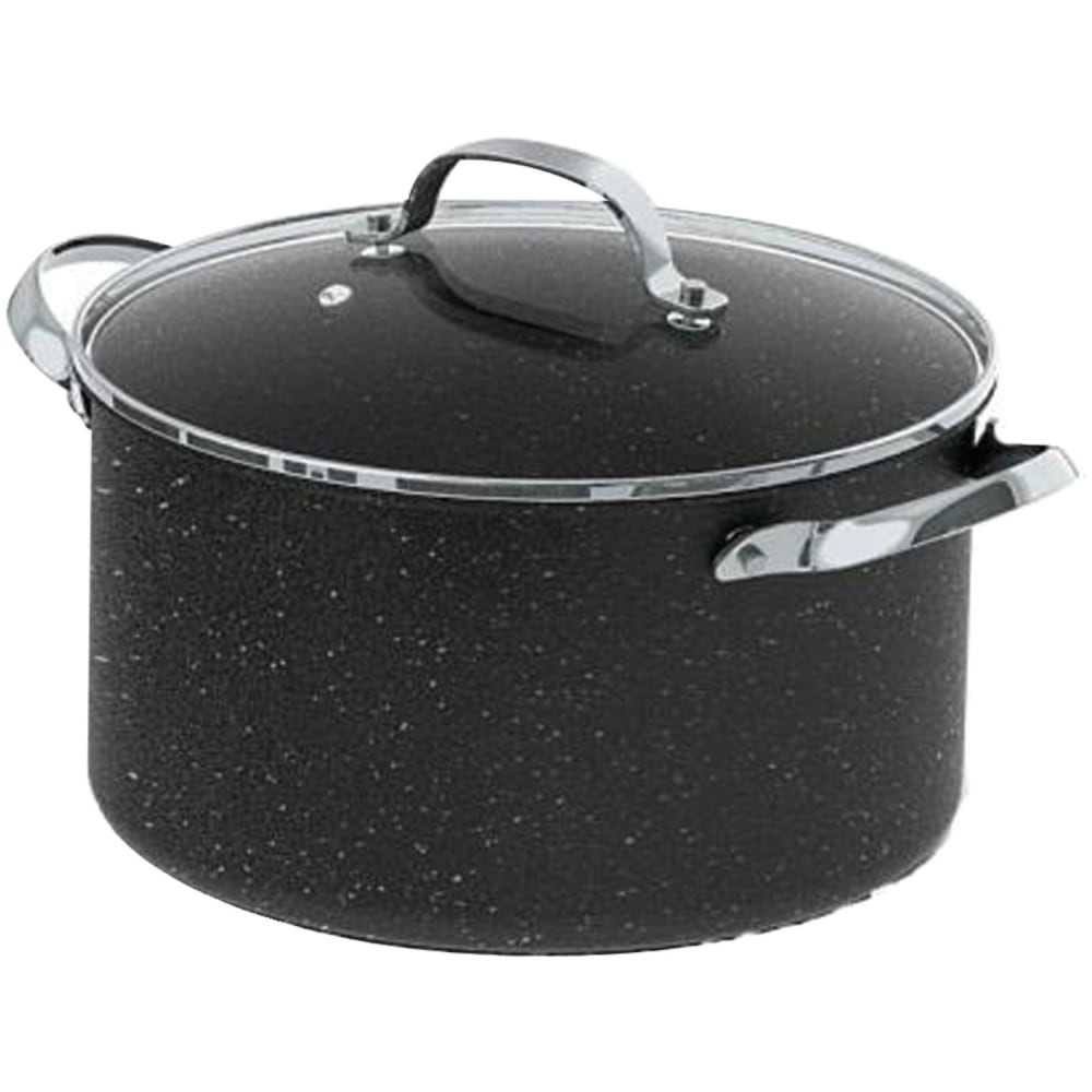 THE ROCK By Starfrit Aluminum Nonstick Stockpot With Glass Lid & Stainless Steel Handles, 6 Qt, Black MPN:060317-004-0000