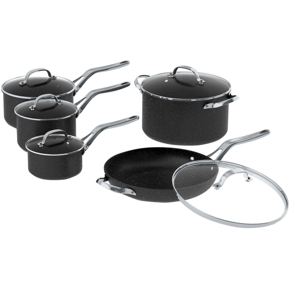 THE ROCK By Starfrit 10-Piece Aluminum Nonstick Cookware Set, Black MPN:060319-001-0000