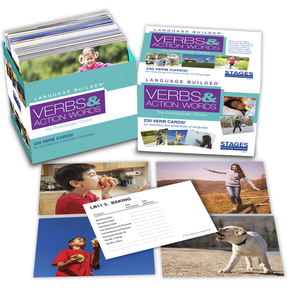 Stages Learning Materials Language Builder Picture Cards, 5in x 3-1/2in, Verbs, 1st Grade, Set Of 230 Cards MPN:SLM011