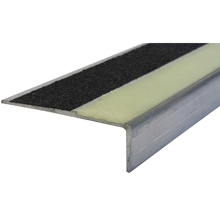 Stair Nosing Extruded Aluminum Black/Glow-in-the-Dark, 60 in W x 1/8 in Thick MPN:333FT-NG-I5
