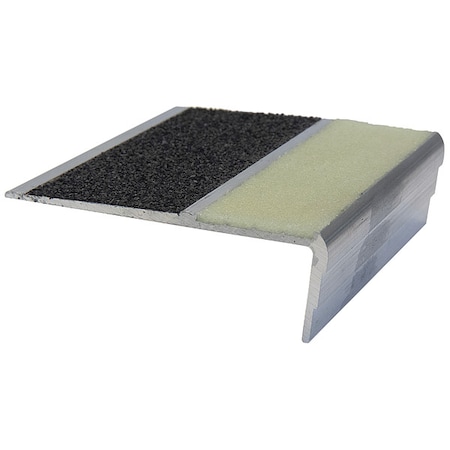 Stair Nosing Extruded Aluminum Black/Glow-in-the-Dark, 48 in W x 1/8 in Thick MPN:333FT-SN-NG-I4