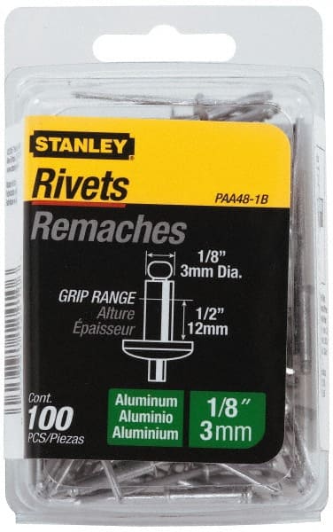 Color Coded Blind Rivet: Aluminum Body, Aluminum Mandrel MPN:PAA48-1B - Pkg Qty 100
