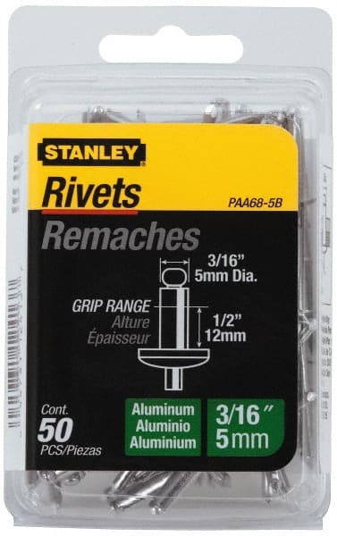 Color Coded Blind Rivet: Aluminum Body, Aluminum Mandrel MPN:PAA68-5B - Pkg Qty 50