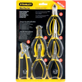 Stanley 84-079 6 Piece Basic Miniature Plier Set (Long Nose Diagonal Tongue & Groove End Cutter) 84-079