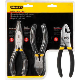 Stanley 84-114 3 Piece Basic Plier Set (Long Nose Slip Joint Diagonal) 84-114