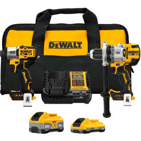DeWalt® 20V MAX XR 2-Tool Combo Kit 8Ah XR Powerpack Batteries Hammer Drill/Impact Driver DCK2101QQ1WW1