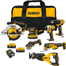 DeWalt® 7-Tool Combo Kit Hammer Drill/Impact Driver/Circular Saw/Recip. Saw/Cut-Off Tool DCK730P2