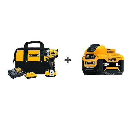Drill, Cordless, 1, 500 RPM, 12V DC MPN:DCD701F2/DCB126