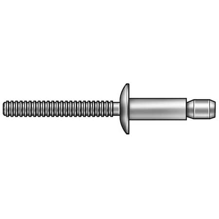 Blind Rivet, Dome Head, 1/4 in Dia., 15/32 in L, Aluminum Body, 100 PK MPN:AD84BS203
