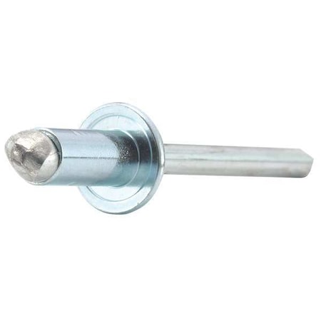 Blind Rivet, Flanged Head, 3/16 in Dia., 27/64 in L, Stainless Steel Body, 100 PK MPN:SSD64SSBSLF203