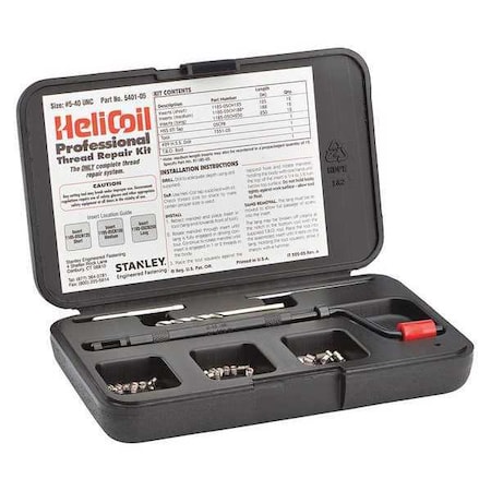 Free-Running Helical Insert Repair Kit, Helical Inserts, #5-40, Plain 18-8 Stainless Steel MPN:5401-05