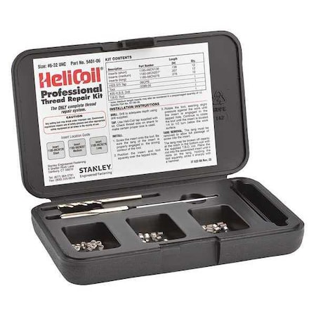 Free-Running Helical Insert Repair Kit, Helical Inserts, #6-32, Plain 18-8 Stainless Steel MPN:5401-06