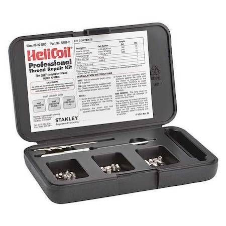 Free-Running Helical Insert Repair Kit, Helical Inserts, #8-32, Plain 18-8 Stainless Steel MPN:5401-2